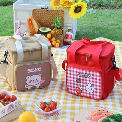 Borsa per il pranzo in foglio di alluminio spesso isolante di grande capacità borsa per il pranzo portatile in stile cartone animato per studenti in stile cartone animato carino