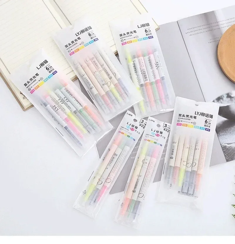 Ellen Brook 1 Pack Stationery Double Writing Creativity Multicolor Dual-ended Cute Art Marker Graffiti Highlighter