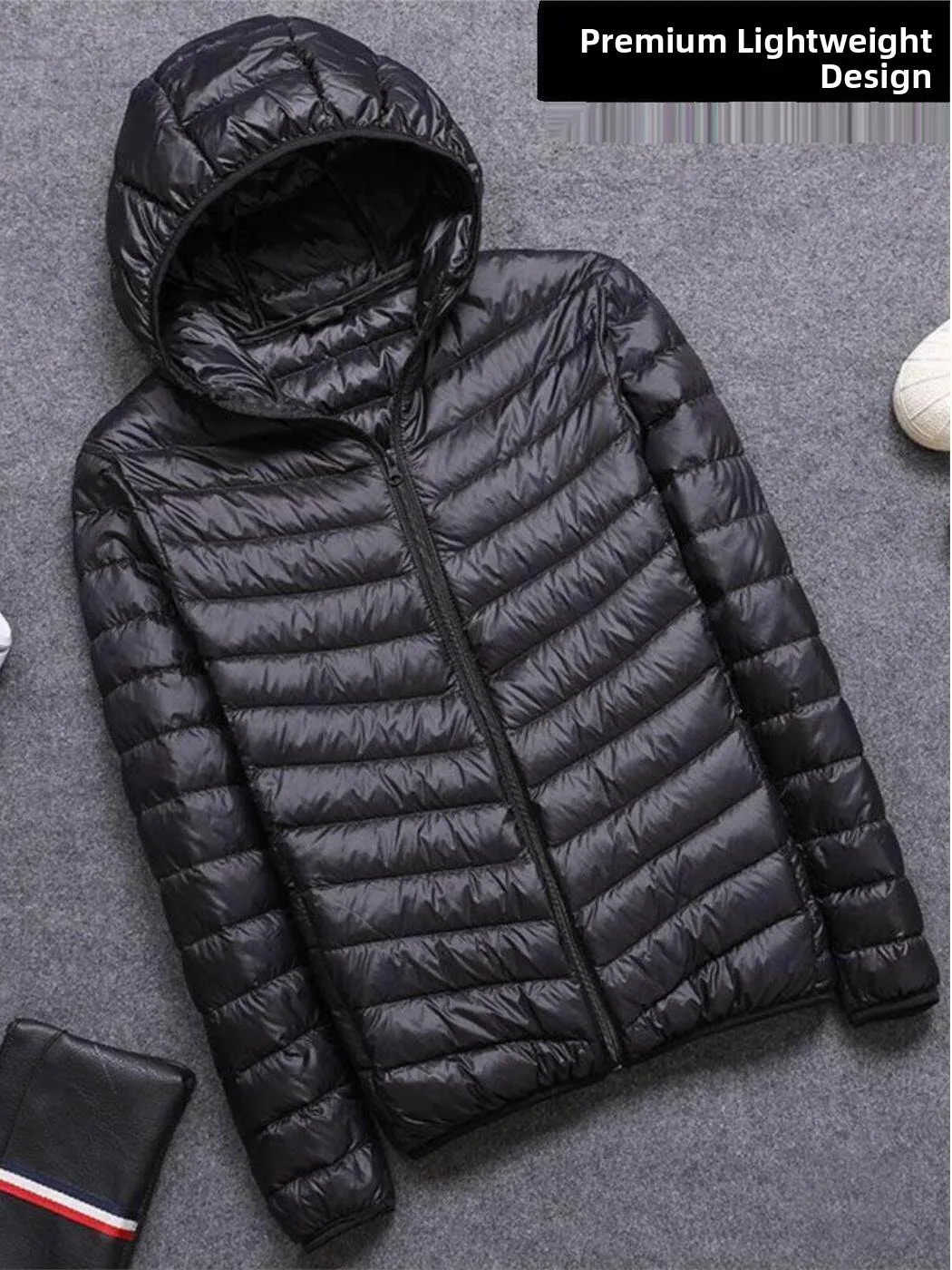 

Высококачественная легкая мужская пуховая куртка: новая зимняя повседневная модель с капюшоном, модный укороченный фасон, теплая, из полиэфирного волокна, на молнии