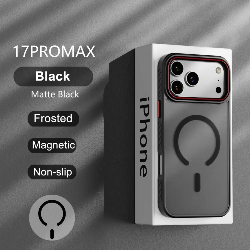 Custodia magnetica trasparente opaca di lusso per iPhone 17 16 15 14 13 Pro Max Plus 17Air Magsafe Custodia protettiva per ricarica wireless
