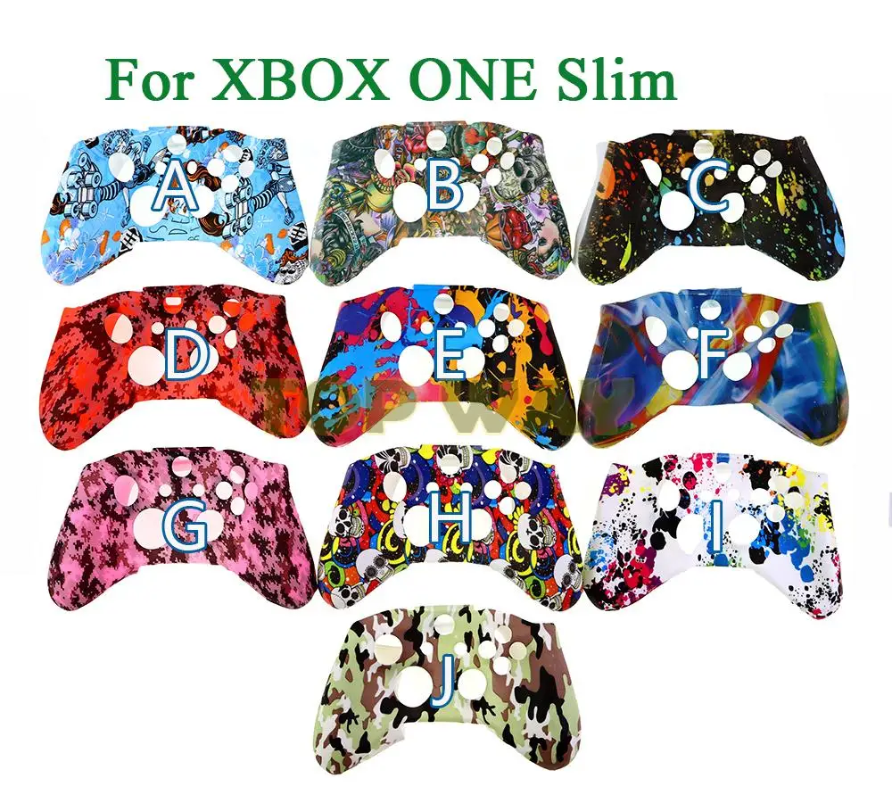 20PCS Silicone Protective Skin Case for XBox One S Slim Controller Protector Water Transfer Printing Camouflage Cover