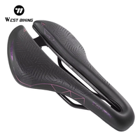 WEST BIKING Ultralight Mountain Bike Saddle MTB Enduro Road Bike Seat PU Leather Hollow Painless Men Saddle Warning Taillight