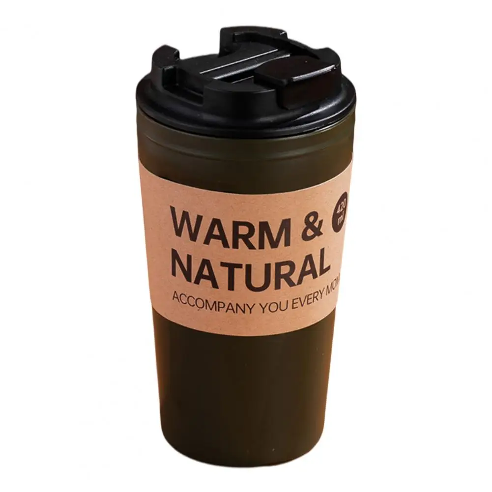 Water Cup Food Grade Plastic Anti-slip Coffee Mug with Dust-proof Lid 420ml