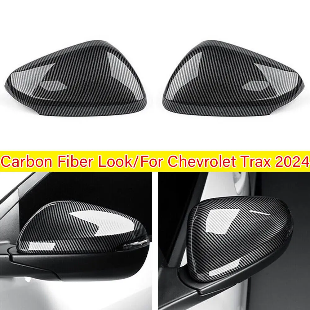 

For Chevrolet Trax 2023 2024 Car Sticker Rearview Side Mirror Cover Wing Cap Exterior Door Rear View Case Trim Carbon Fiber Look