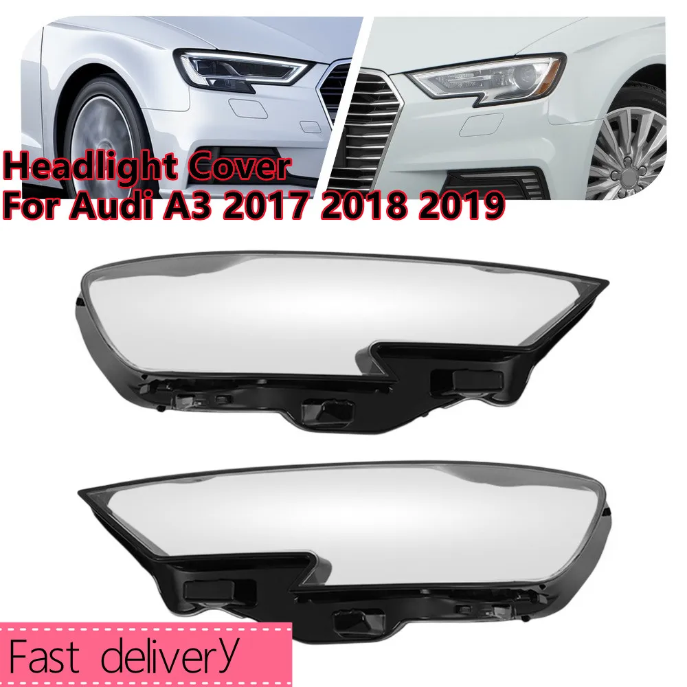 Für Audi A3 2017-2020 Scheinwerferabdeckung Transparente Scheinwerferlinse Paar Lampenschirmabdeckung Linsenschutz