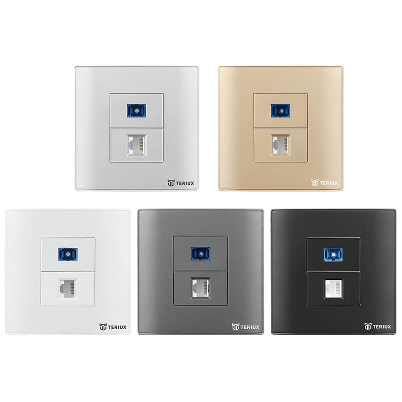 Teriux 86 type twin outlet Wall socket universal fiber optic network built-in socket electrical outlet
