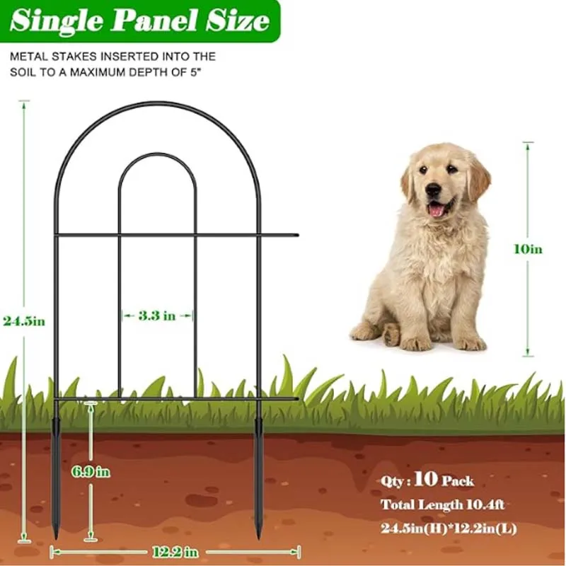 5pcs Decorative Garden Fence Rustproof Metal No Dig Fence, Garden Fencing Animal Barrier, Flower Fences and Borders for Dog