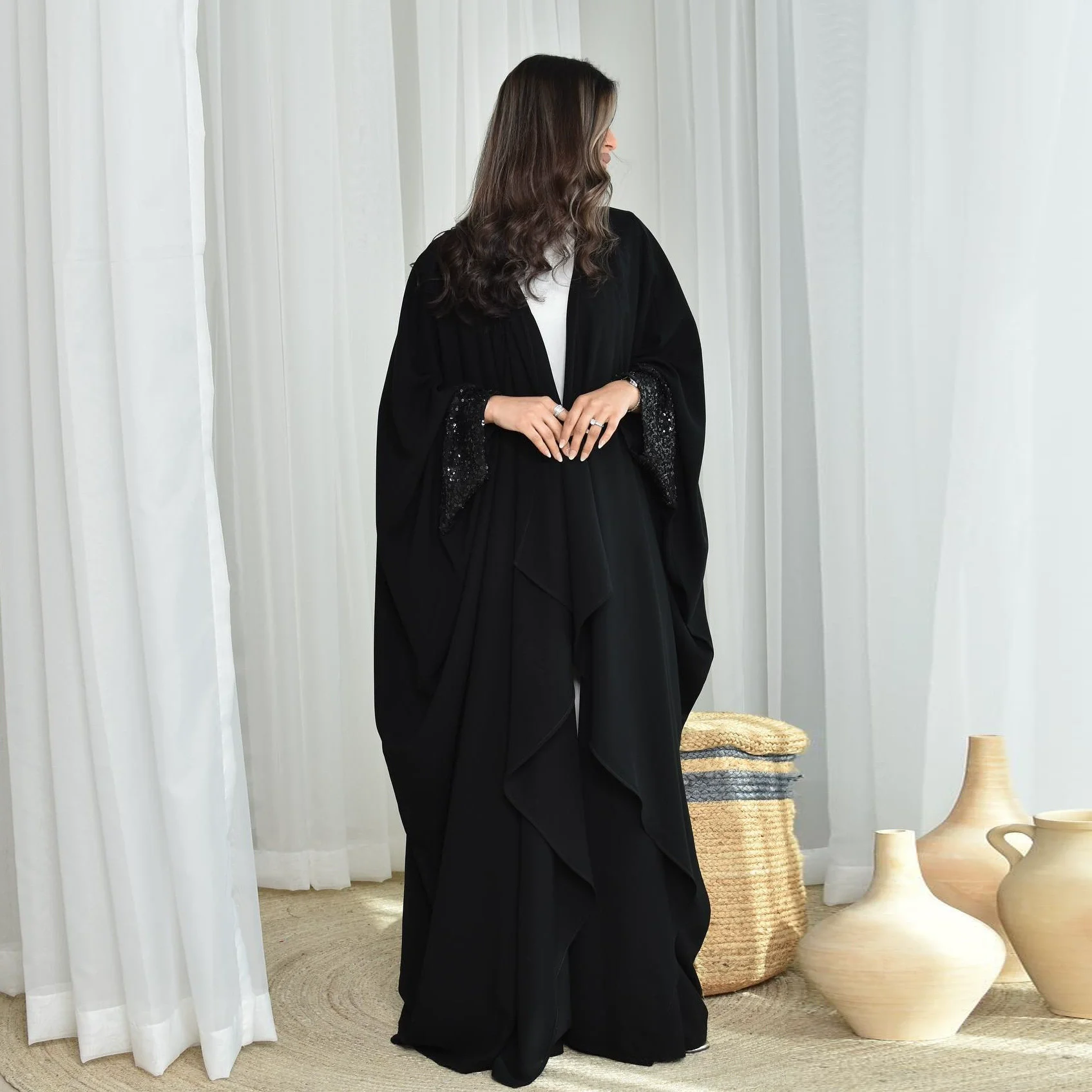 

Islamic Ramadan Morocco Saudi Arabia Solid Abaya Cardigan One Size Long Gown Türkiye Middle East Dubai Muslim Fashion Gown