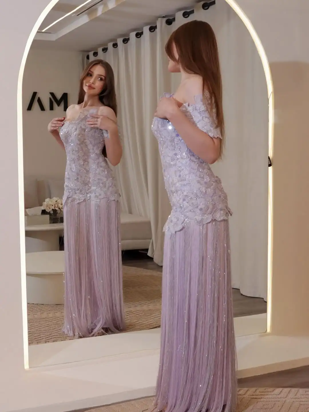 

Новое вечернее платье Ofherown светло-фиолетового цвета с пайетками, 3D цветами и бахромой, без бретелек, с открытыми плечами, для торжественных мероприятий, с возможностью индивидуального пошива
