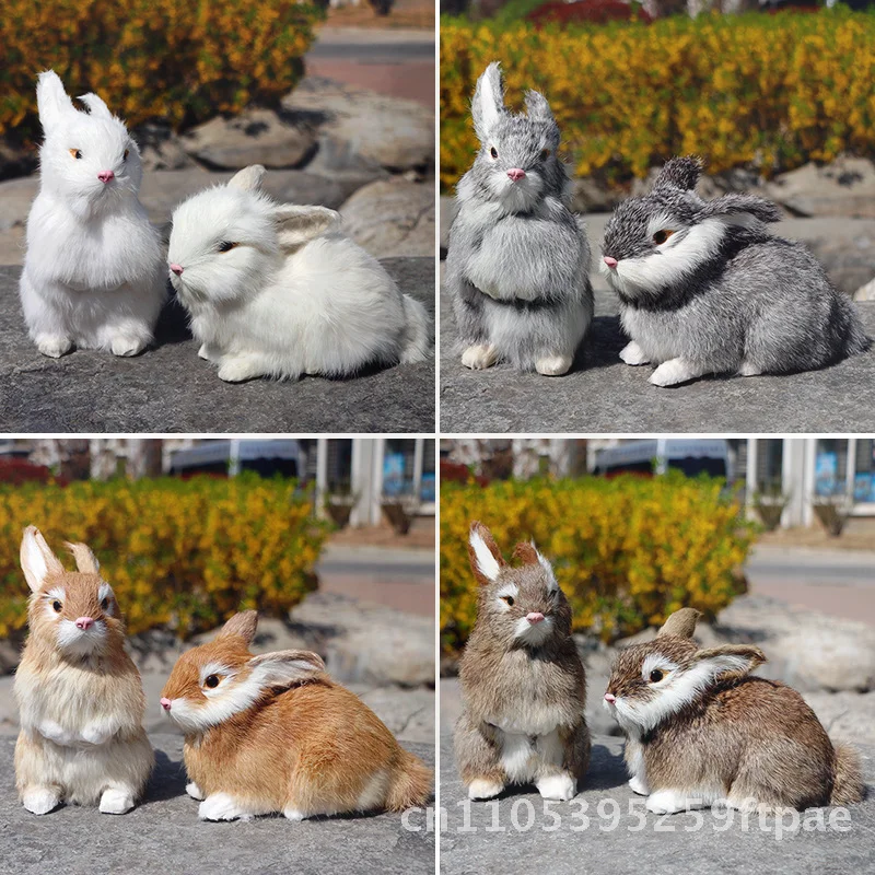 Creative Simulation Rabbit Model Home Decor Leather Wool Crafts Easter Static Doll Wall Art Animal Fur Ornament for Universal