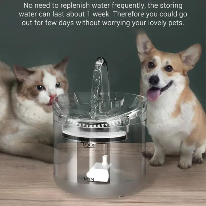 Pet Cat Supplies Accessories Easy To Disassemble And Clean Durable 2l Capacity Food Grade Computer Materials Pet Water Dispenser