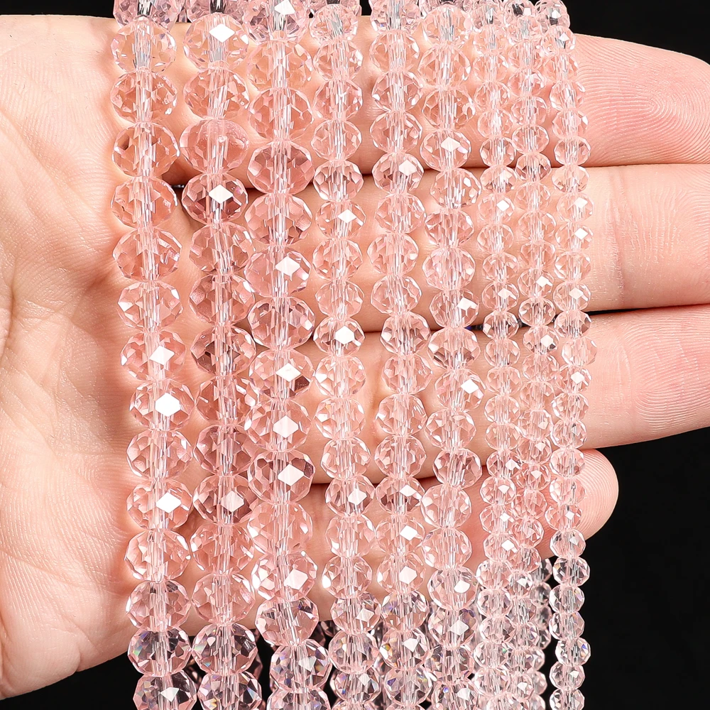 

Multi-Faceted Glass Beads 4mm 6mm 8mm Sparkling Near-Spherical Design Crisp Facets Pink Bulk Loose Beads for Jewelry DIY