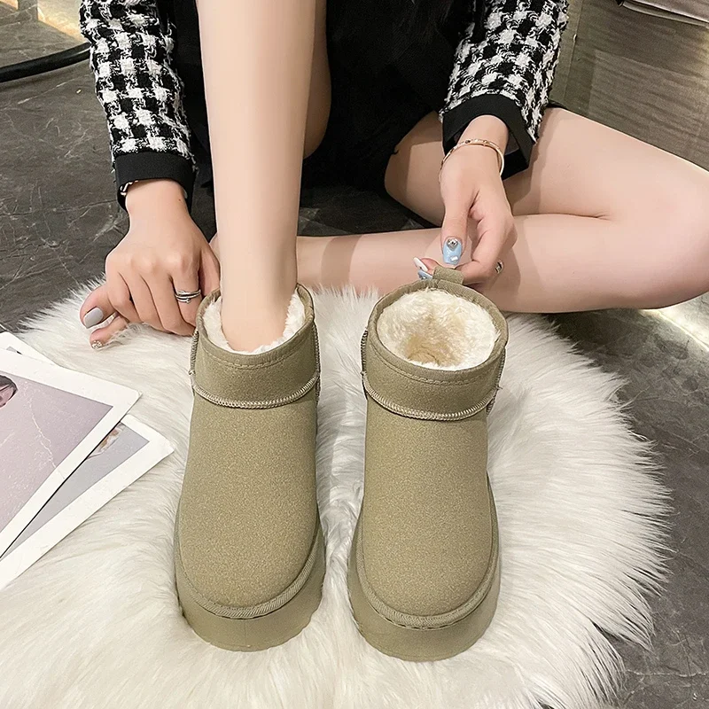 2024 جديد كلاسيكي سميكة زغب المرأة الثلوج الأحذية مريحة الدافئة حذاء من الجلد النساء الشتاء السيدات أحذية مكتنزة بوتاس Mujer #4