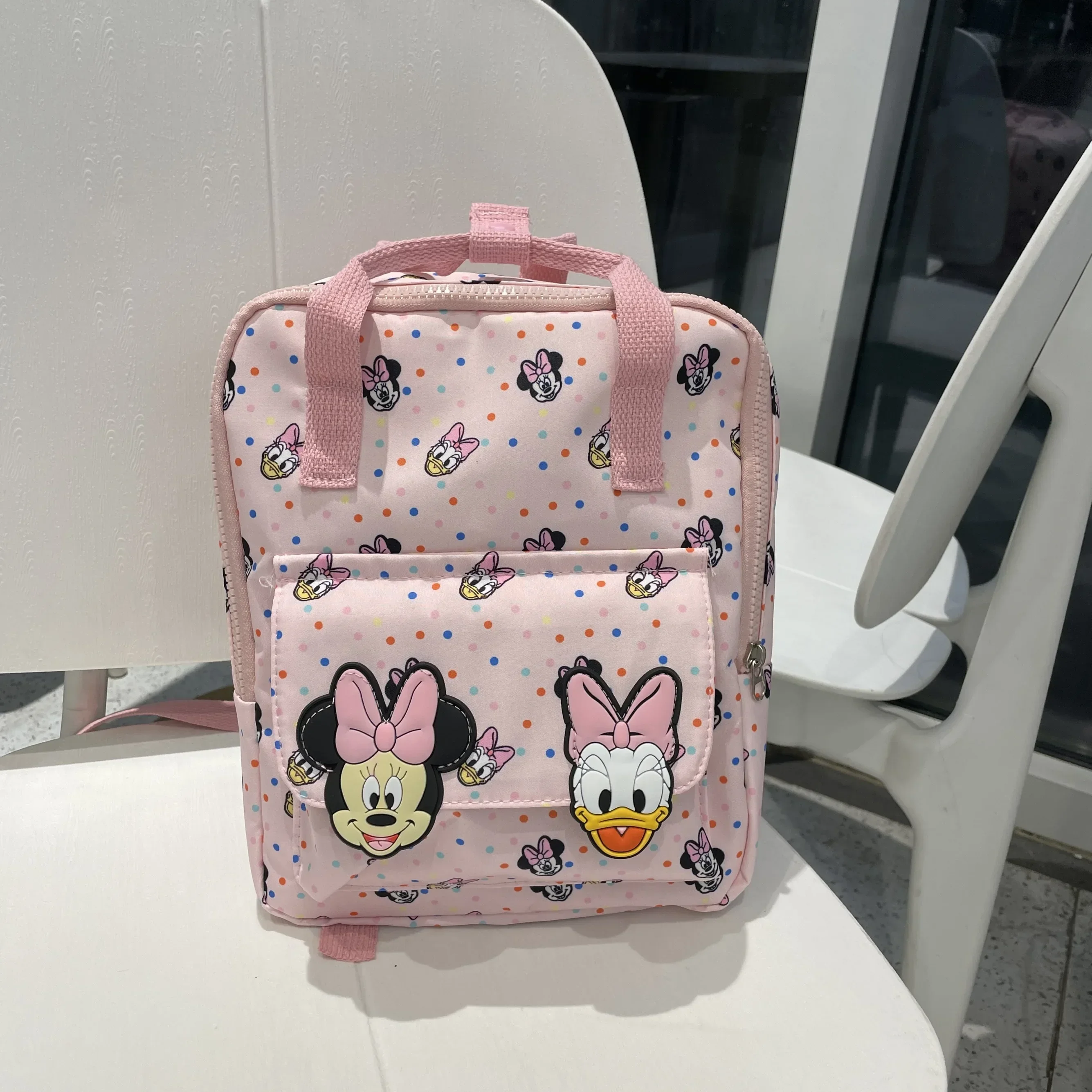 Disney 2024 New Cartoon Minnie Children\'s Bag Baby Daisy Print Backpack Kindergarten Fashion School Bag