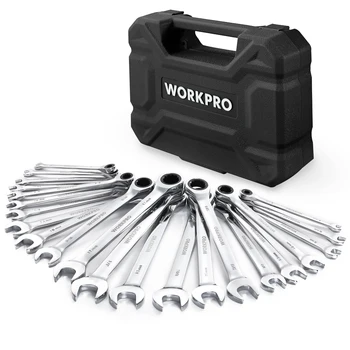 WORKPRO 23pc Ratcheting Wrench Set  with Box ,72 Teeth Wrench with Box, Wrench Repair  Tool Set