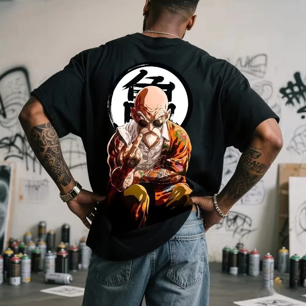 

2026 Chinese New Year Dragon Ball Summer Men's T-shirt Japanese Anime Master Roshi Autumn Y2K Harajuku Men's Trendy Short Sleeve