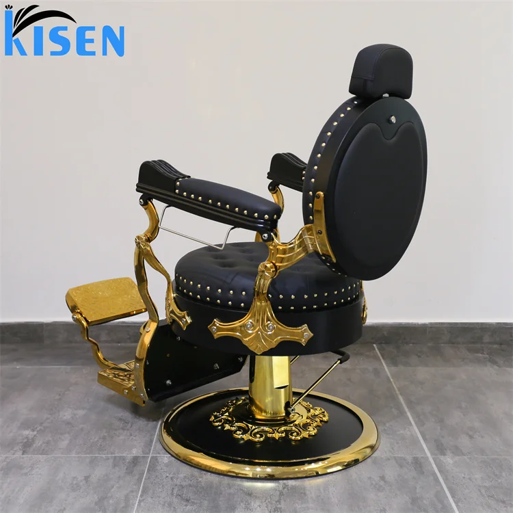 Luxury Recliner Hair Cutting Chair Beauty Barbershop Antique Salon Equipment Furniture Saloon Chairs Metal Barber Chair