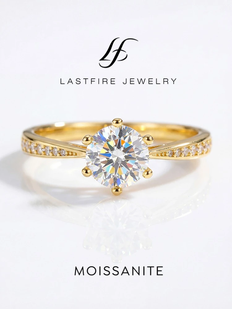 

Real 0.5-1CT Moissanite Diamond Rings for Women Wedding Engagement 925 Sterling Silver Original Luxury Gemstone Fine Jewelry