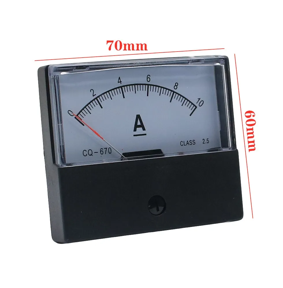 Ammeter CQ / DH-670 DC 1A 2A 5A 10A 20A 30A 50A 100A 200A 300A 500A Rectangular Ampere Needle Panel Meter Gauge Amperemeter