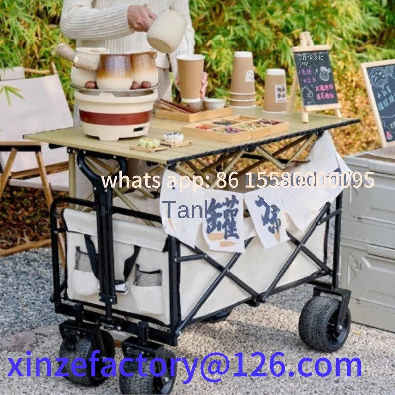 カスタマイズ可能な屋台小型カートショッピングキャンプピクニックカート折りたたみテーブル