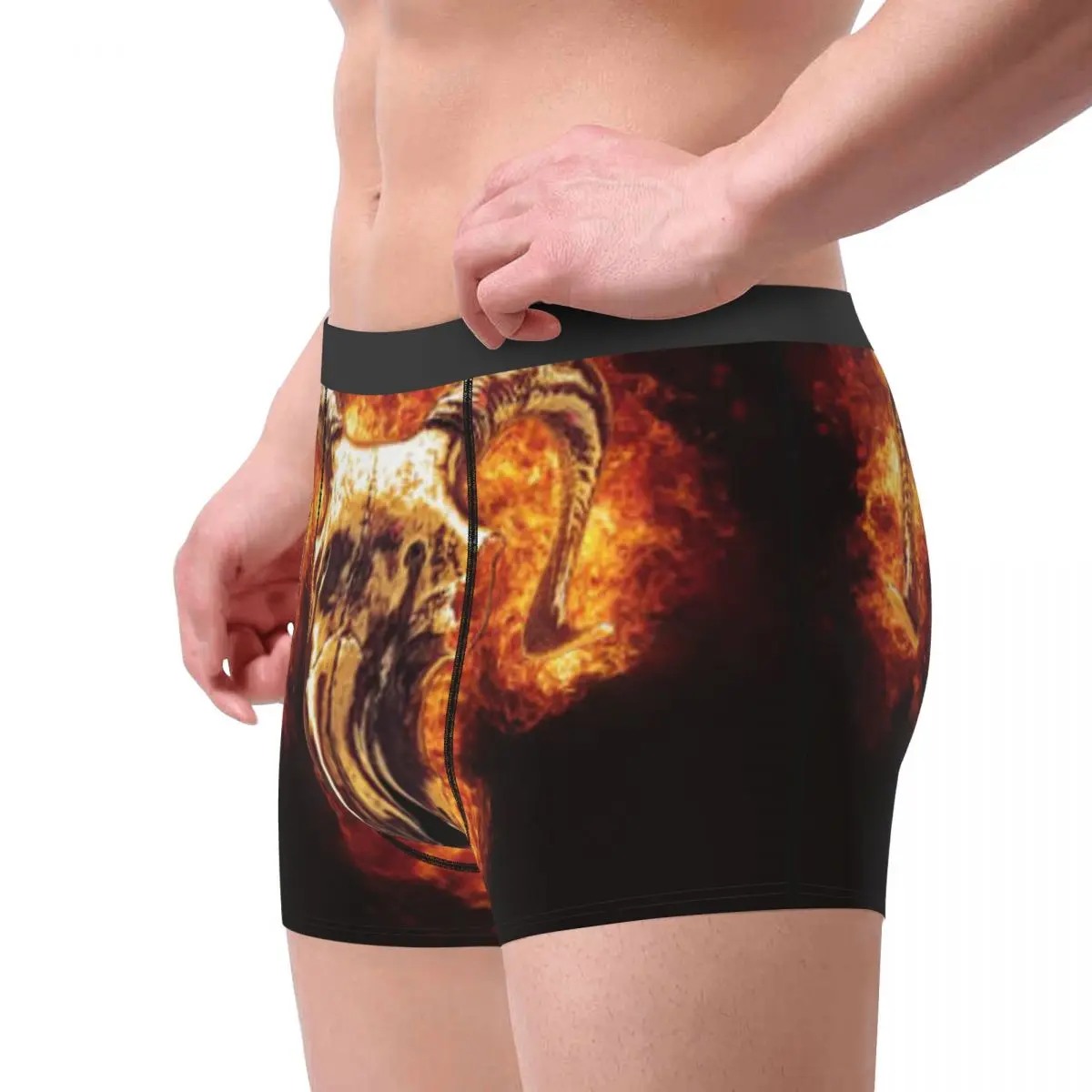 Men's Panties Underpants Boxershorts Chrome Ram Skull Fire Flames Underwear for Man Sexy Male Boxer Shorts