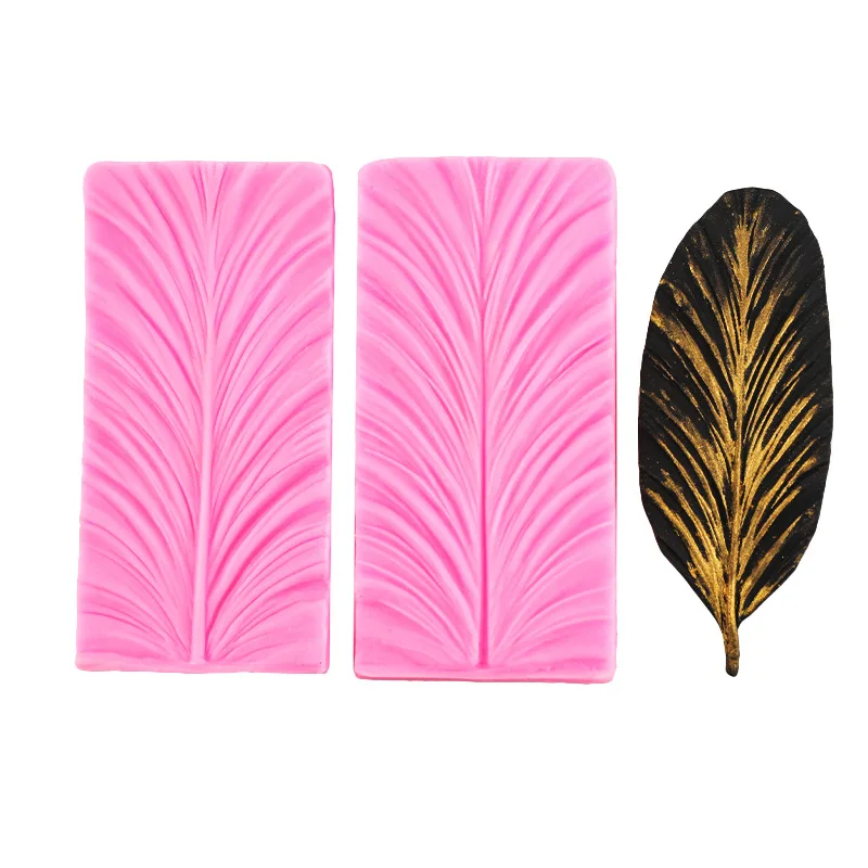 2Pcs Feather Texture Decorative Silicone Mold Swan Feather Wings Baking Chocolate Decorative Clip Mould 17-862