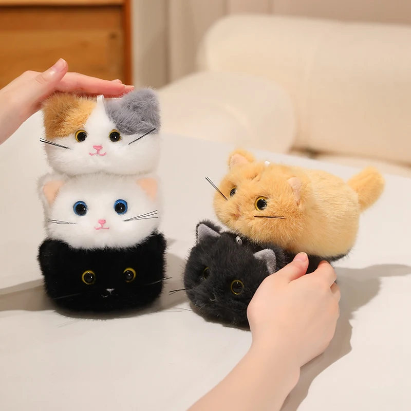 Image of Cartoon Niedliche Schwarze Katze, Orange Katze, Graue Katze Plüschtiere Cartoon Lebensechte Katzen-Kätzchen-Puppen Rucksack-Anhänger Mädchen Geburtstagsgeschenke