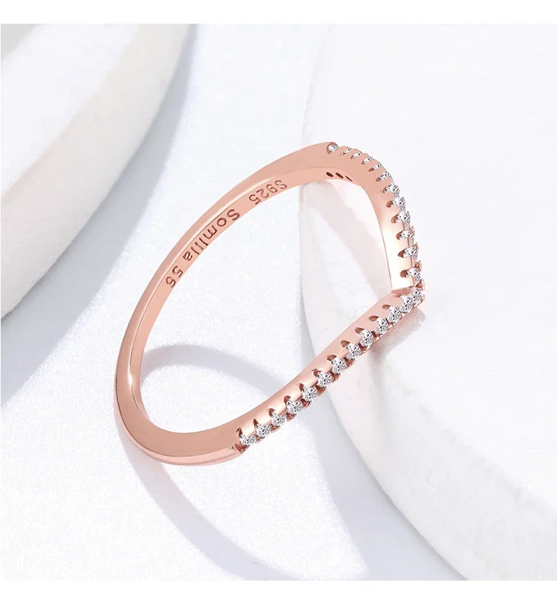 SOMILIA Schlichter Stil 925 Sterling Silber Ehering für Frauen Mini Zirkonia Feiner Schmuck Größe 6/7/8/9/10 Bestseller 4002 – Detail 10