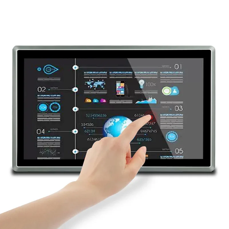 Fanless Embedded 21.5 inch Touch control industrial panel pc J4125 All In one Computer Ip65 Waterproof industrial pc