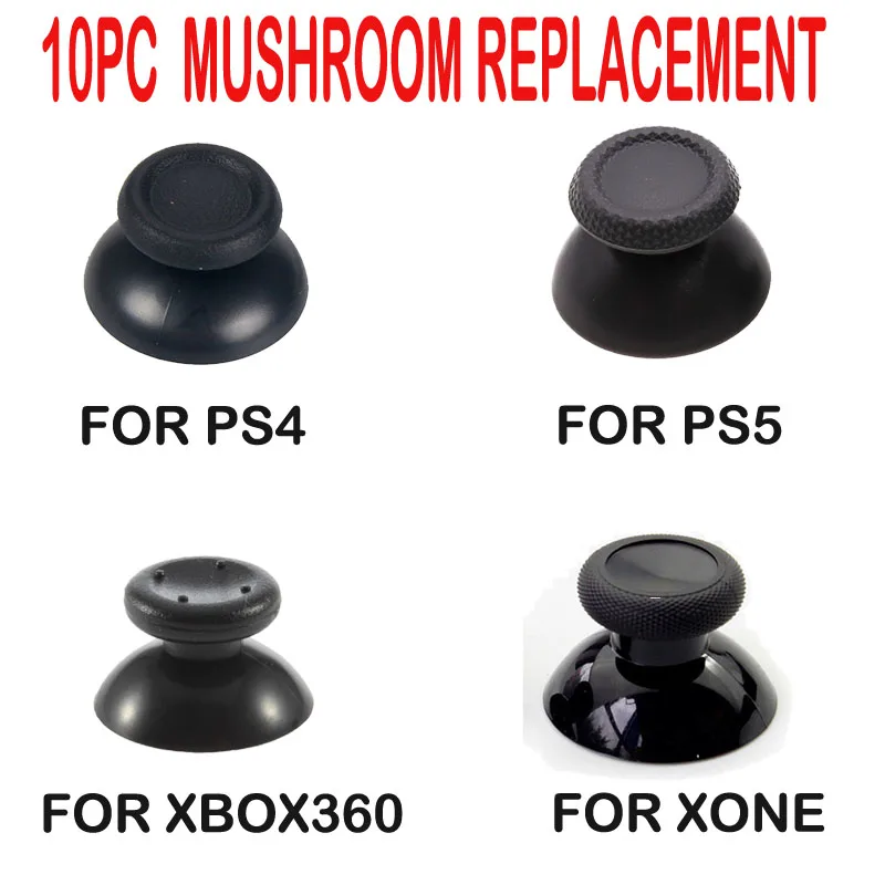 10Pcs Replacement Controller Analog Thumbstick Thumb Stick Mushroom Grip Cap Cover for Ps4 Pro Slim Ps5 Xbox One 360 Dropship