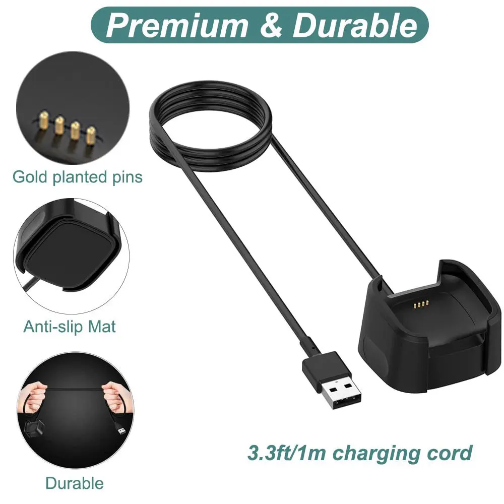 1PCS 1m Charging Cable for Fitbit Versa 2 Replacement USB Adapter Portable Charger Cord for Fitbit Versa Lite Smart Accessories