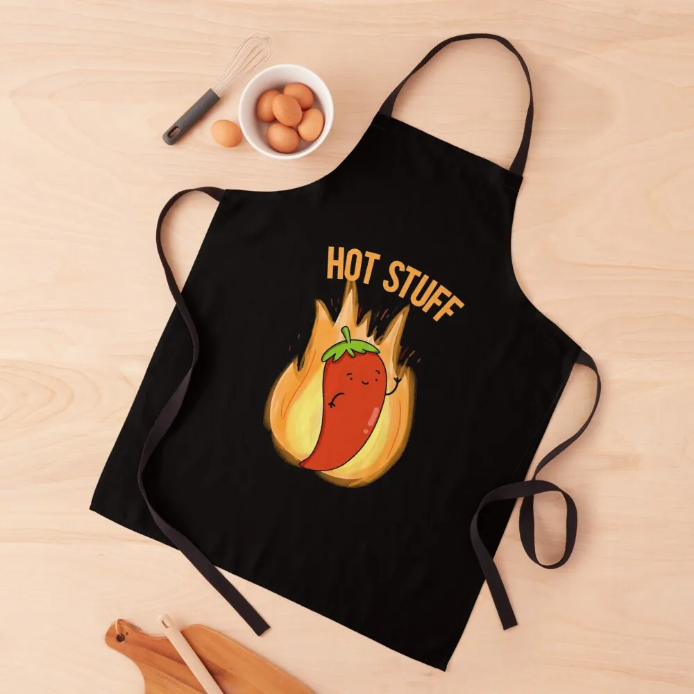 

Hot Stuff Funny Hot Chilli Pepper Puns (Dark BG) Apron Kitchen Supplies Camping Sexy Apron