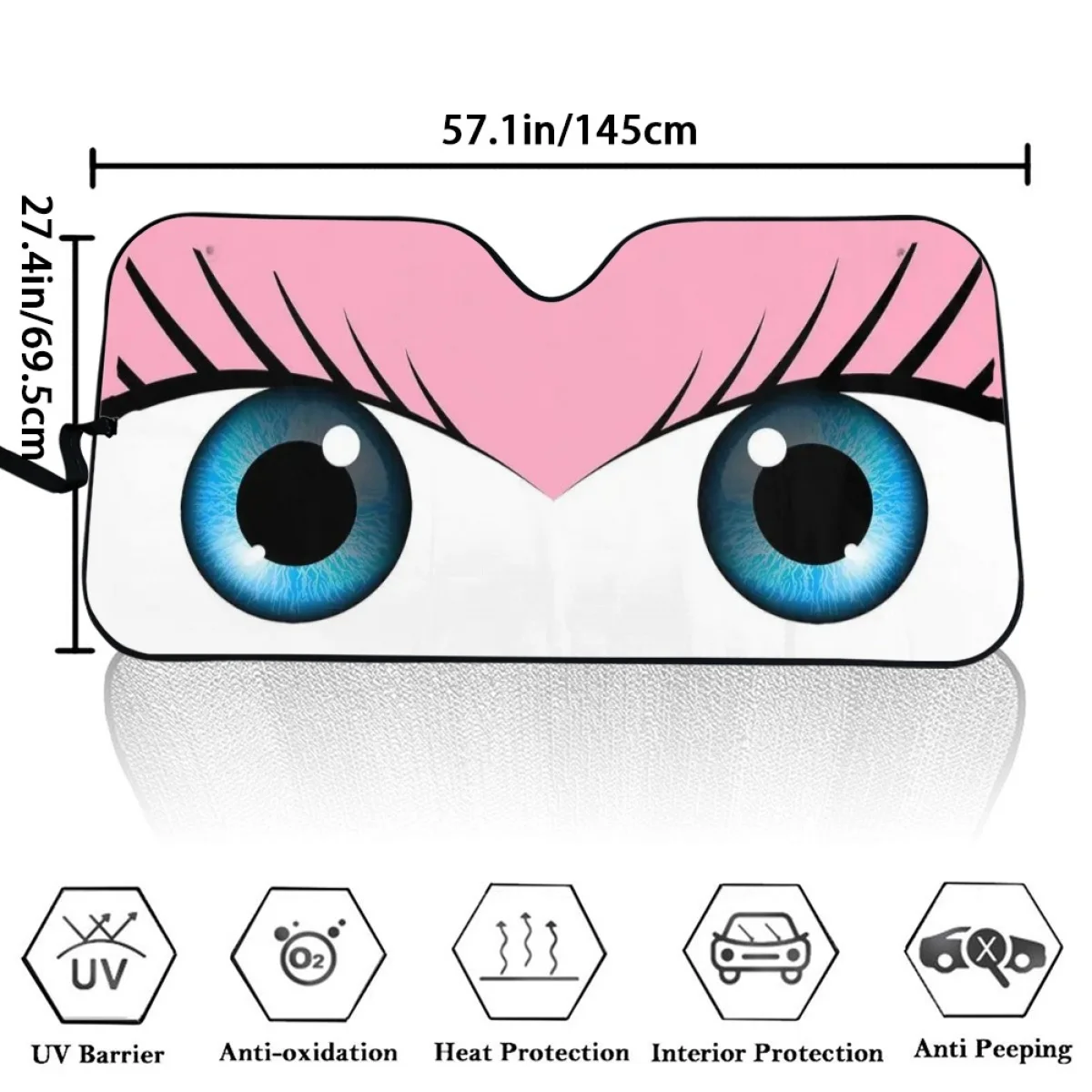 Car Accessories Cartoon Eyes Windshield Sun Visor Foldable Car Sun Shade Front Window Cover for UV Ray Block & Sun Heat New 2023