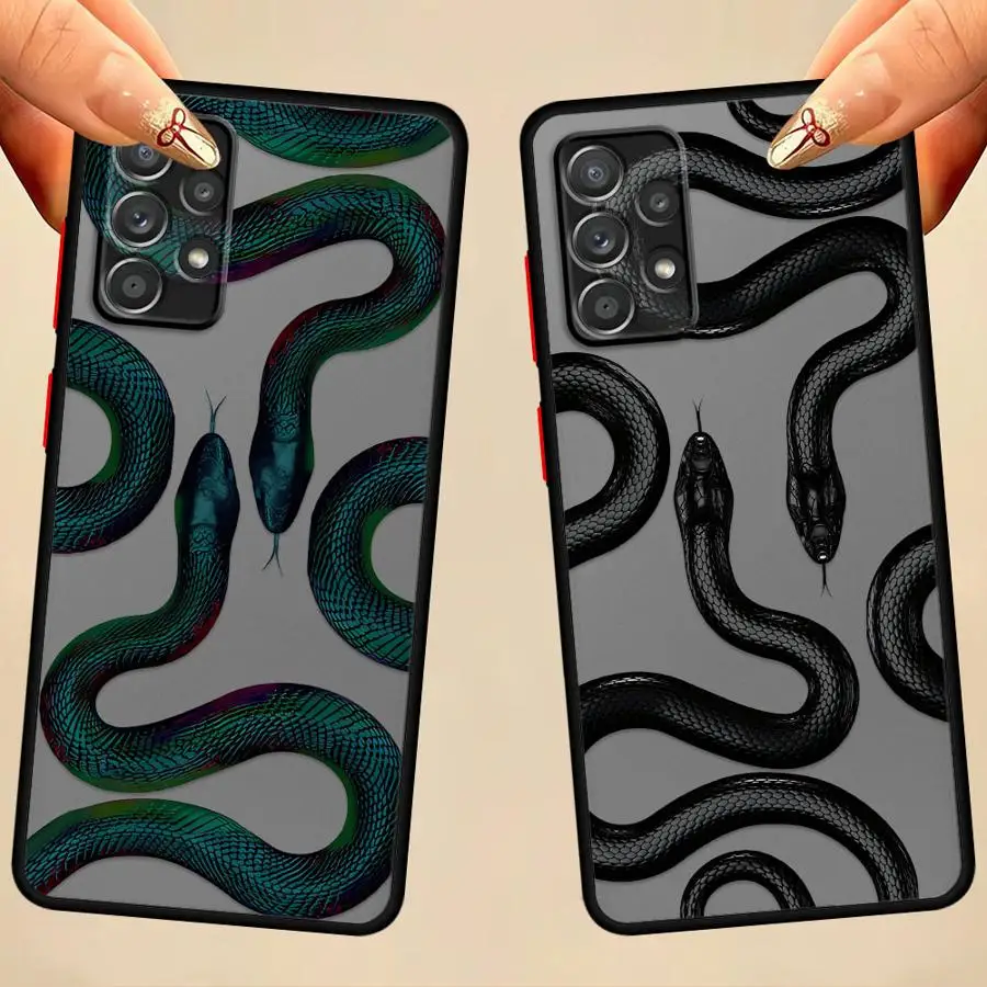 Case for Samsung Galaxy A50 A05 A12 A06 A70 A13 A15 A16 A14 A30 Note 20 Ultra 10+ 9 8 Back Phone Cover Luxury Snake Graphic