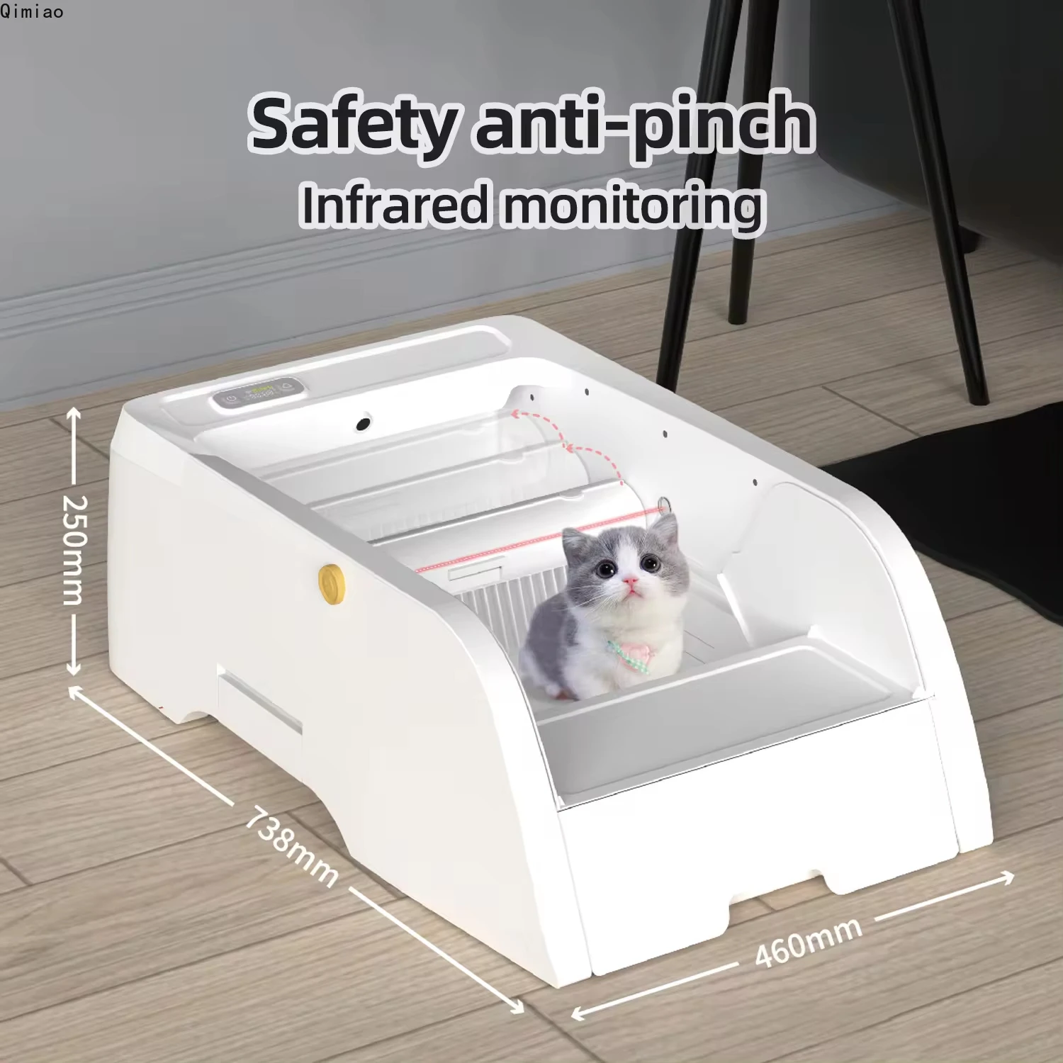 Smart Self-Cleaning Cat Litter Box Semi-Closed Odor-Free Pet Toilet APP Control Infrared Plastic Cat Litter Box With Poop Bags
