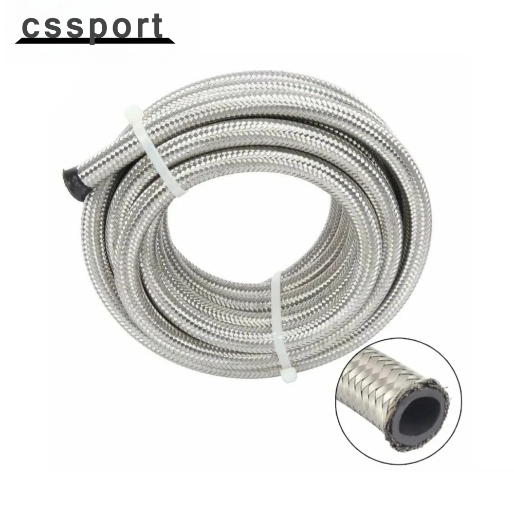 

6,1 м AN12 нейлоновый и плетеный топливный шланг из нержавеющей стали, масляный газ, воздушная линия для гидравлического насоса жидкости, газовый охлаждающий шланг, серебристый