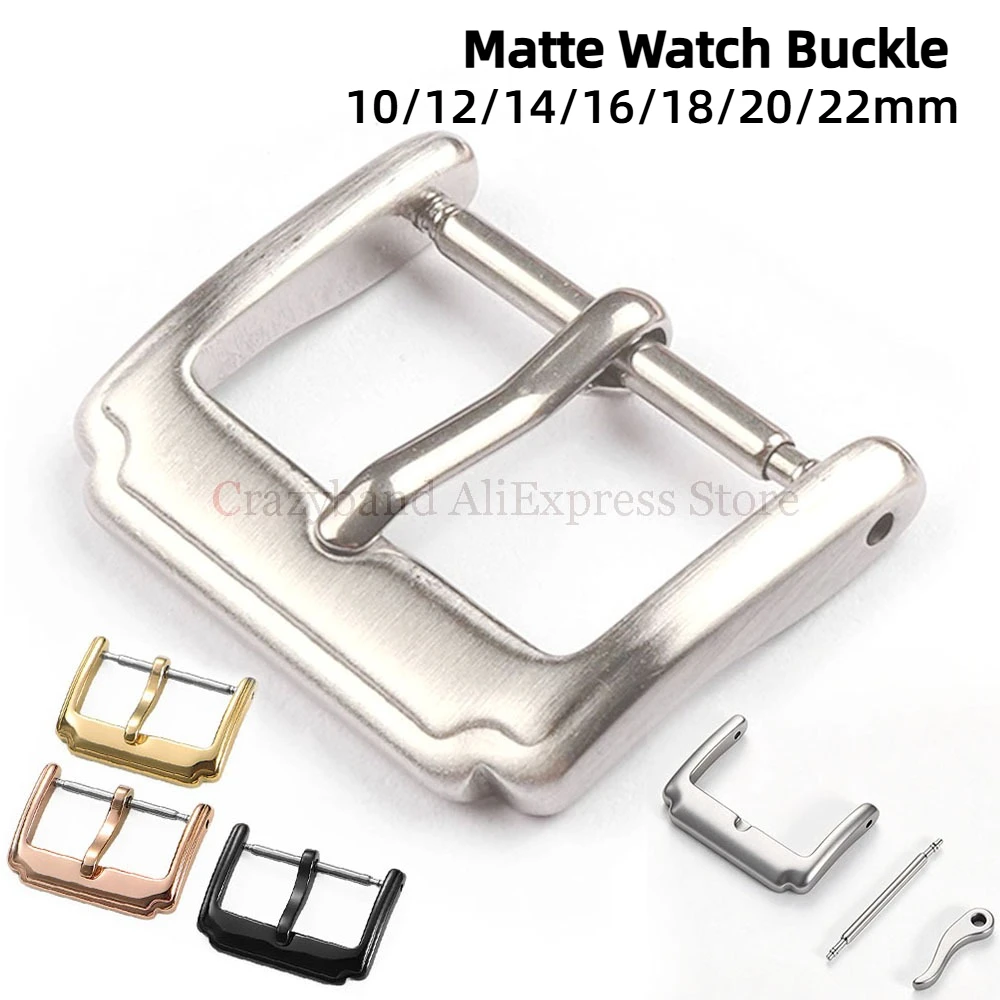 10 12 14 16 18 20 22mm Watch Buckle Stainless Steel Pin Clasp for Leather Nylon Watchband Universal Matte Silver Button Accessor