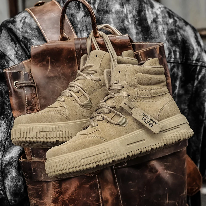 

Men's Boots Spring Season British Style Retro Casual Shoes Waterproof Anti-slip Sports Thick Bottom Heightening Work B...