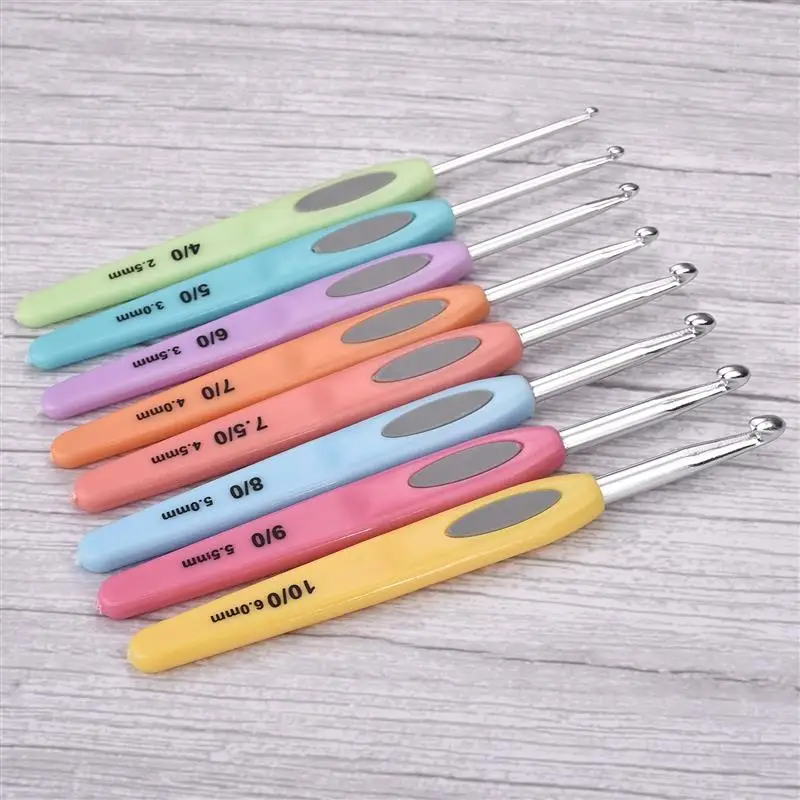 

8pcs Colorful Soft Plastic Handle Alumina Crochet Hooks Knitting Needles Set 2.5-6mm Crochet for Weave Sewing Needles Tool