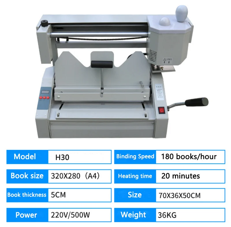 H30 Book Binding machine Hot melt binding machine Office Automatic A4 tender Document Hot melt adhesive Book Gluing machine