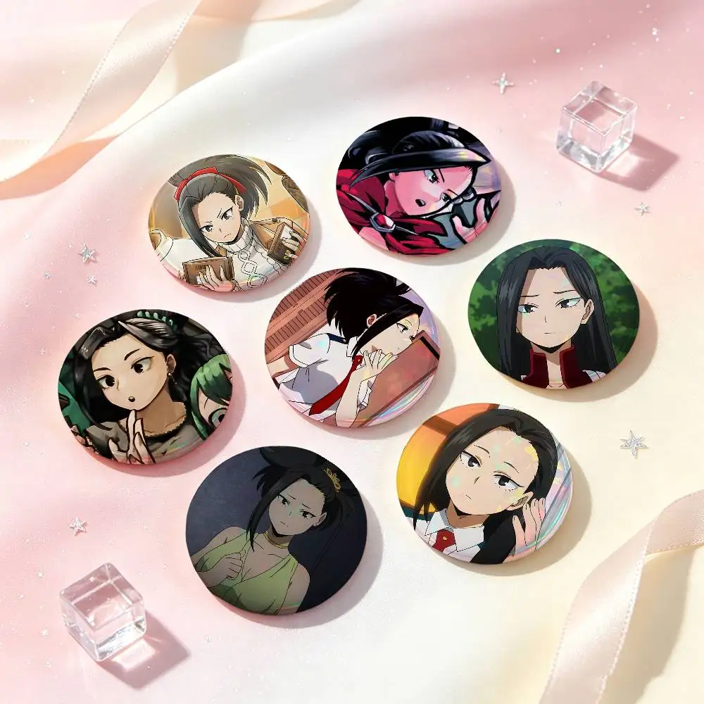 Momo Yaoyorozu Anime Character Badges 25 32 44 58 75 Mm Round Cosplay Pin Bag Decor Fans Collect Friends Gifts Brooch Souvenir
