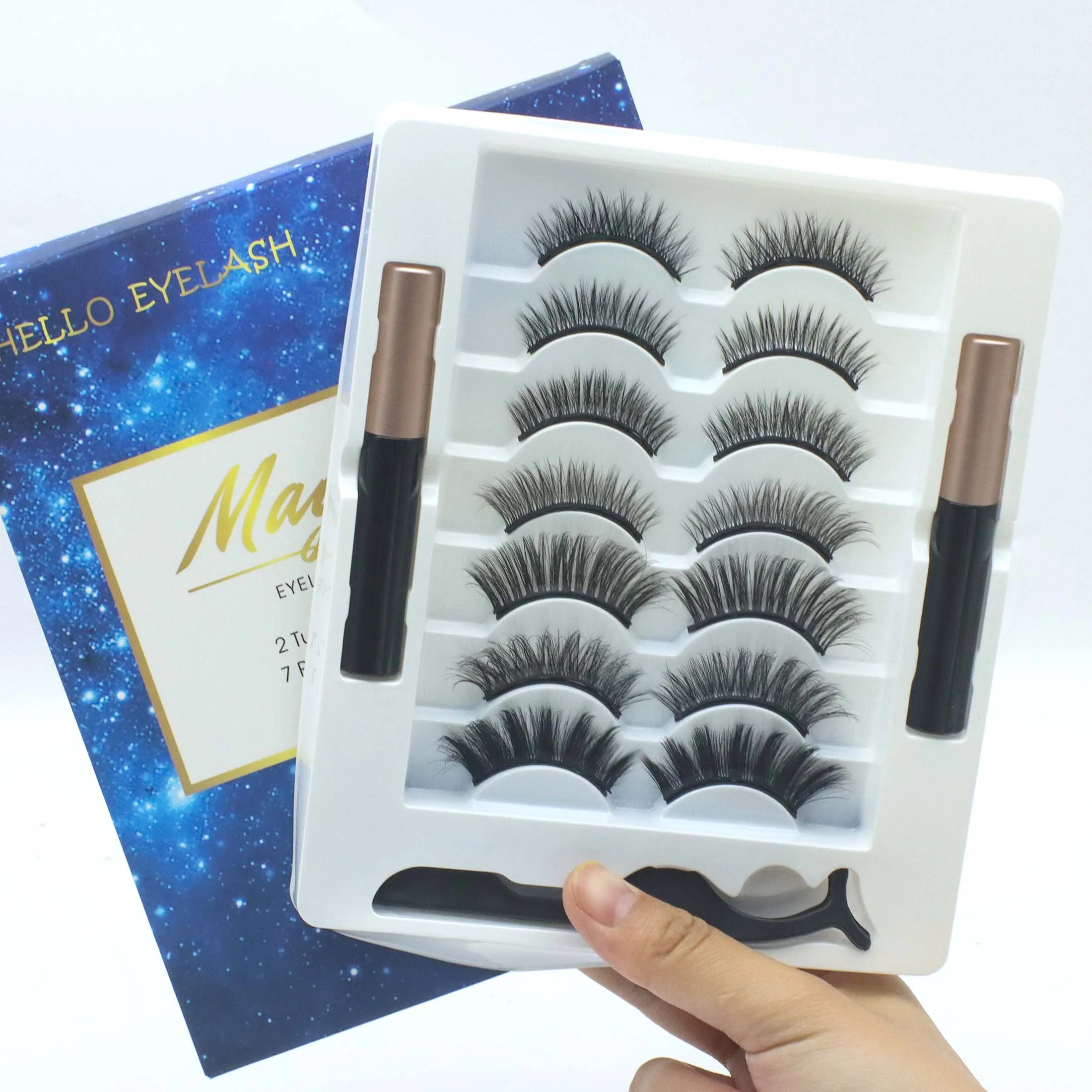 7 أزواج جلدة ثلاثية الأبعاد المنك جلدة رقيق قابلة لإعادة الاستخدام جلدة المنك الرموش الصناعية لينة Wispy الطبيعية عبر رمش تمديد ماكياج #1