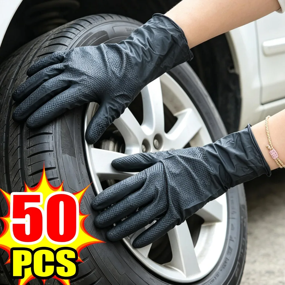 

Thickened Disposable Gloves 8 Mil Nitrile Car Repair Safety Work Tool Puncture Resistant Anti Dirty Anti-slip Texture Grip Glove