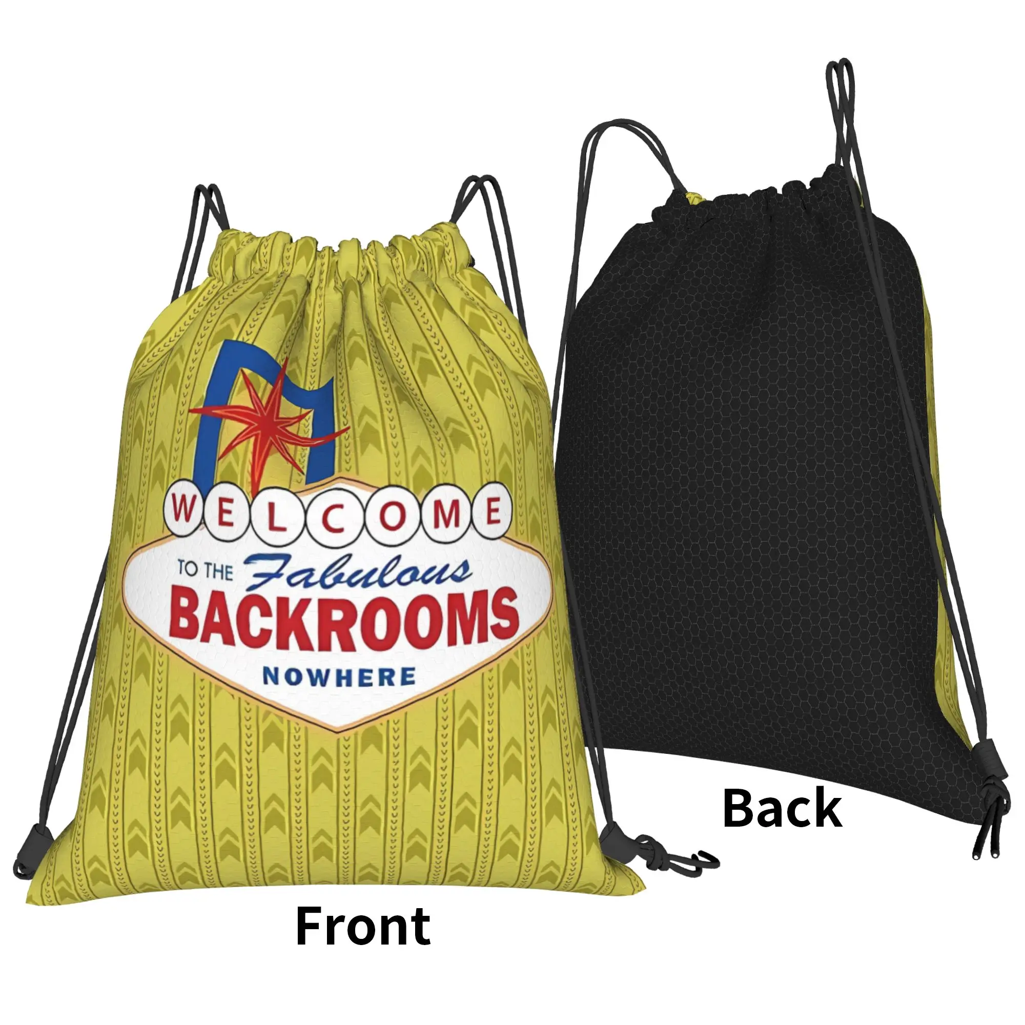 Las Backrooms entity Portable Drawstring Bags Hiking Riding Gym creepy aesthetic Storage Backpacks