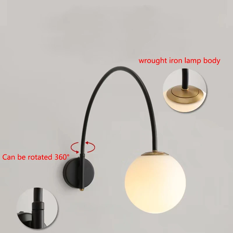 

Nordic Bedside Wall Lamp Modern Living Dining Room Long Rod Fishing Multifunctional Rocker Sofa Light With Switch or Plug