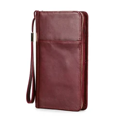 Travel Wallet Family Passport Holder Genuine Leather Organizer Travel accessories Document Case Cardholder with Wrist Strap