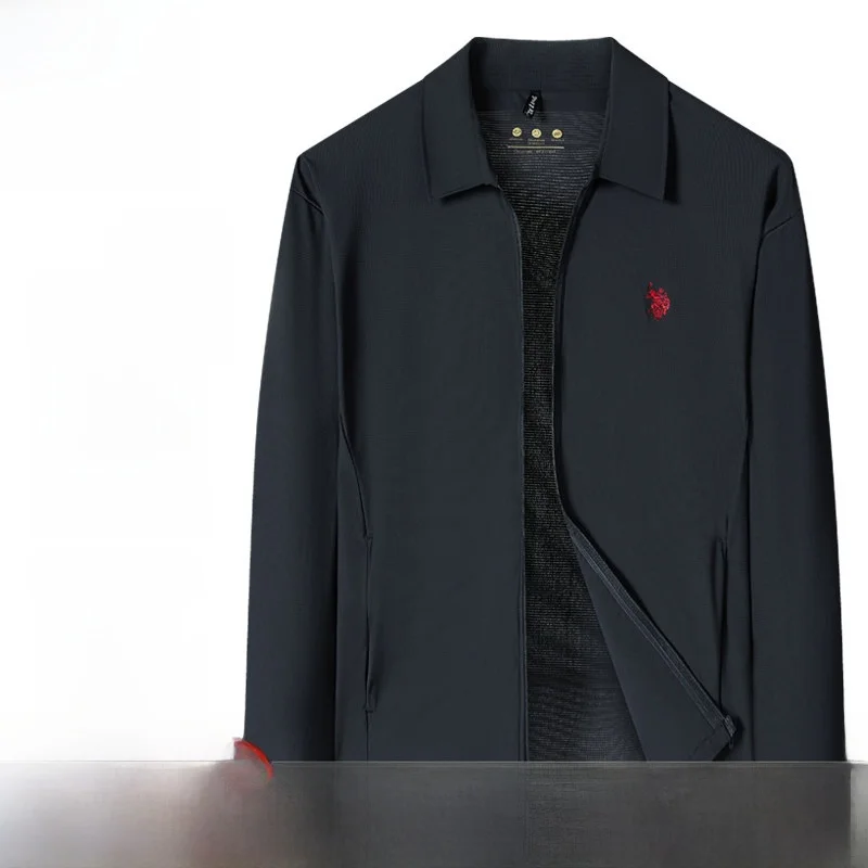 Chaqueta Ligera de Verano para Hombre USPA, con Protección Solar UPF50, Sensación Refrescante de Seda Helada, Corte Estándar, Manga Larga, Cierre de Cremallera