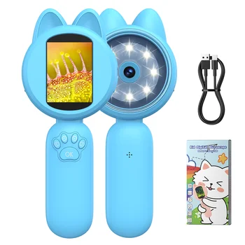 Microscopio digitale IPS da 2 pollici Microscopio portatile 1000X per bambini con microscopio a moneta da 8 LED per piante, STEM, visualizzazione su PC