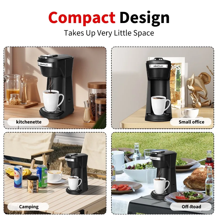 2 in 1 Single Serve Coffee Maker for K Cup Pods and Ground Coffee, Mini K Cup Coffee Machine with 6 to 14 oz Brew Sizes, Single - view 5