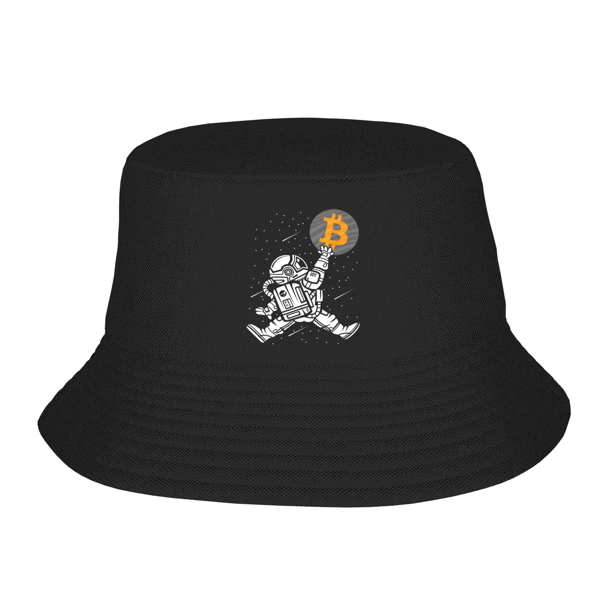 Crypto Bitcoin Astronaut Bucket Hat Summer  Classic Fisherman Hats For Women Fishing Caps Harajuku Graphic Sunscreen Hats